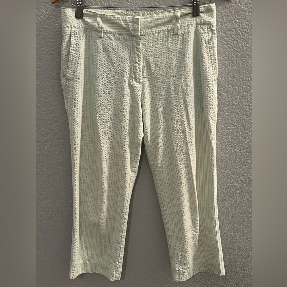 Lilly Pulitzer SearSeeker Teal Stripe Cropped Pants Size 4